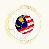 Malaysia Wertung Ziel, abstrakt Fußball Symbol mit Illustration von Malaysia Ball im Fußball Netz. vektor