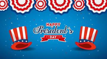 Hüte und Siegelstempel von USA Happy Presidents Day Vector Design