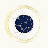 Alaska Wertung Ziel, abstrakt Fußball Symbol mit Illustration von Alaska Ball im Fußball Netz. vektor