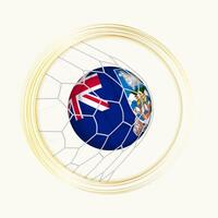 Falkland Inseln Wertung Ziel, abstrakt Fußball Symbol mit Illustration von Falkland Inseln Ball im Fußball Netz. vektor