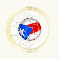 puerto rico scoring mål, abstrakt fotboll symbol med illustration av puerto rico boll i fotboll netto. vektor