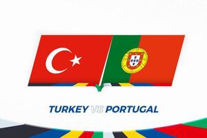 Kalkon mot portugal i fotboll konkurrens, grupp f. mot ikon på fotboll bakgrund. vektor