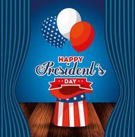Hut und Ballons von USA Happy Presidents Day Vector Design