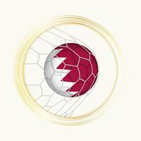 Katar Wertung Ziel, abstrakt Fußball Symbol mit Illustration von Katar Ball im Fußball Netz. vektor