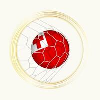 Tonga Wertung Ziel, abstrakt Fußball Symbol mit Illustration von Tonga Ball im Fußball Netz. vektor