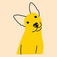 Gelb, schick Hund, Welpe. Benutzerbild, Abzeichen, Poster, Logo Vorlagen, drucken. Illustration im eben Karikatur Stil vektor