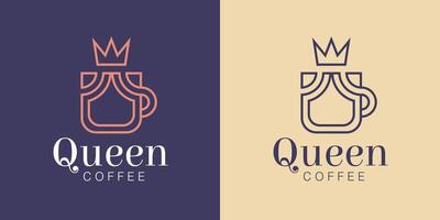 drottning kaffe logotyp design mall vektor