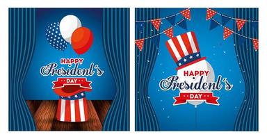hattar och ballonger av usa happy presidents day vektordesign vektor