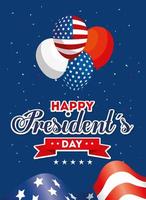 Ballons und Flagge von USA Happy Presidents Day Vector Design