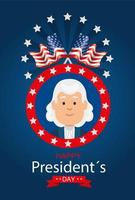 Mann Avatar Cartoon von USA Happy Presidents Day Vektordesign vektor