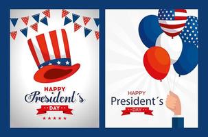 ballonger och hatt av usa glad presidenter dag vektor design