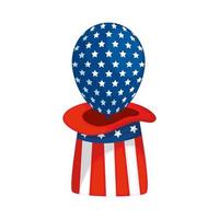 isolerade usa ballong inuti hatt vektor design