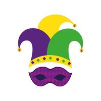 isolerad mardi gras mask och hatt vektor design