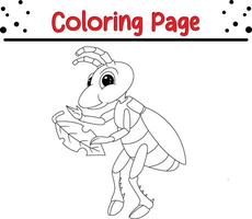 süß Heuschrecke Färbung Seite zum Kinder. schwarz und Weiß Illustration zum Färbung Buch vektor