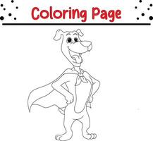 süß Hund tragen Super Held Kostüm Färbung Buch Seite zum Kinder vektor