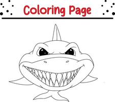 wütend Hai Färbung Seite zum Kinder und Erwachsene vektor