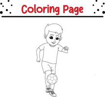 Junge Fußball Spieler Färbung Seite zum Kinder. schwarz und Weiß Illustration zum Färbung Buch vektor