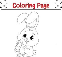 süß Hase halten Karotte Färbung Buch Seite zum Kinder. vektor