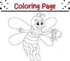 süß Biene Tragen Honig Eimer Färbung Buch Seite zum Kinder. vektor