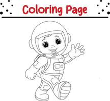 wenig Junge tragen Astronaut Färbung Buch Seite zum Kinder. vektor