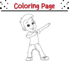 süß Junge Pose Lächeln Färbung Buch Seite zum Kinder. vektor
