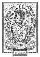 zodiaken tecken taurus eller tjur. hand dragen fantasi grafisk illustration i ram vektor