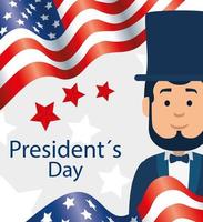 man avatar tecknad av USA glada presidenter dag vektor design