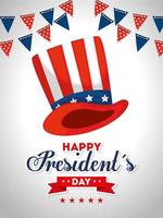 Hut von USA Happy Presidents Day Vektordesign vektor