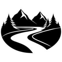flod med berg logotyp begrepp platt stil illustration vektor