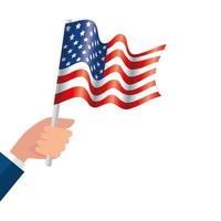 isolierte Hand, die USA-Flaggenvektordesign hält vektor
