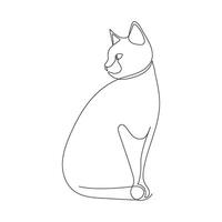 Katze Sitzung, einer kontinuierlich Linie Zeichnung. einfach minimalistisch abstrakt Tier. Hand gezeichnet Silhouette von Haustier Katze. Gliederung Illustration vektor