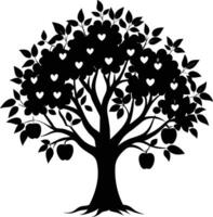 schwarz Apfel Baum Silhouette auf Weiß Hintergrund vektor