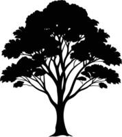 schwarz Gummi Baum Silhouette auf Weiß Hintergrund vektor
