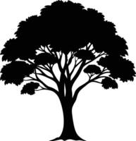 schwarz Gummi Baum Silhouette auf Weiß Hintergrund vektor