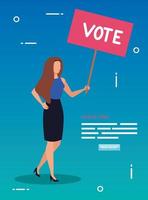 röstaffisch online med affärskvinna vektor