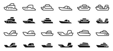 Schiff Symbol Satz. Boot Symbol Satz. Wasser Transport Symbole Sammlung. eps 10 vektor