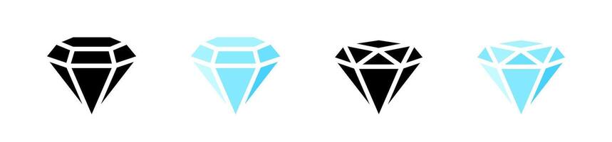 Diamant Symbole. Diamant Silhouetten. Kristall Symbol Satz. Edelstein Symbol Sammlung. eps 10 vektor