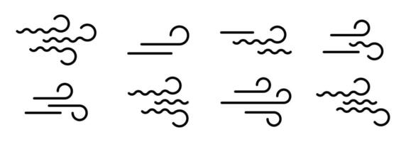vind blåser ikoner. vind ikon uppsättning. vind strömma symboler. eps 10 vektor