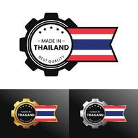 tillverkad i thailand med redskap och flagga design. för baner, stämpel, klistermärke, ikon, logotyp, symbol, märka, bricka, täta, tecken. illustration vektor