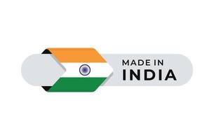 tillverkad i Indien märka med pil flagga ikon och runda ram. för logotyp, märka, insigna, täta, märka, tecken, täta, symbol, bricka, stämpel, klistermärke, emblem, baner, design vektor