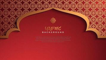 dunkel rot islamisch Hintergrund mit Gold Motive vektor