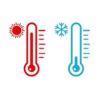zwei Thermometer mit Schneeflocken und Sonne vektor