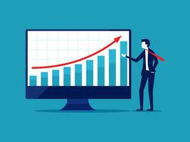 Geschäftsmann mit Graph Diagramm auf Monitor vektor