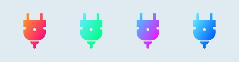 Steckdose solide Symbol im Gradient Farben. Leistung Stecker Zeichen Illustration. vektor