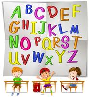 Englische Alphabete und Kinder im Unterricht vektor