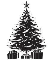 Weihnachten Baum Silhouette mit Geschenke vektor