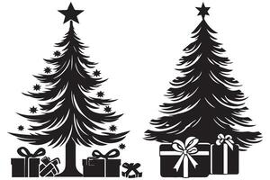 Weihnachten Baum Silhouette mit Geschenke vektor