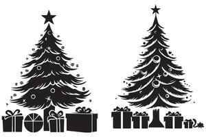 Silhouette Weihnachten Baum Geschenk Box vektor
