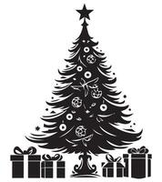 einstellen Silhouette Weihnachten Bäume mit Geschenke Design isoliert vektor