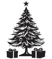 Silhouette Weihnachten Baum Geschenk Box vektor